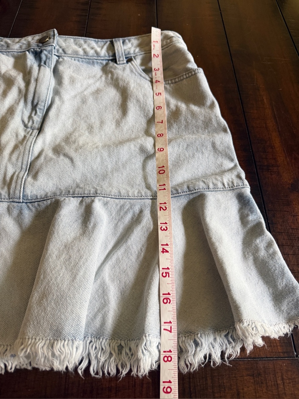MICHAEL KORS Flounce Denim Mini Skirt, Size 14 - Picture 7 of 14